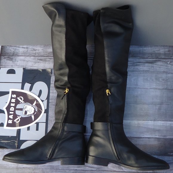 SIZE 8.5. Tory Burch leather over the knee-high stretch panel riding boots. - Picture 8 of 16